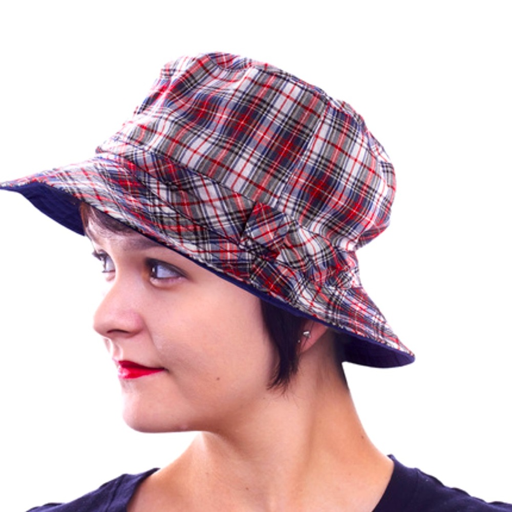 Classic Red Plaid Bucket Hat for Ladies